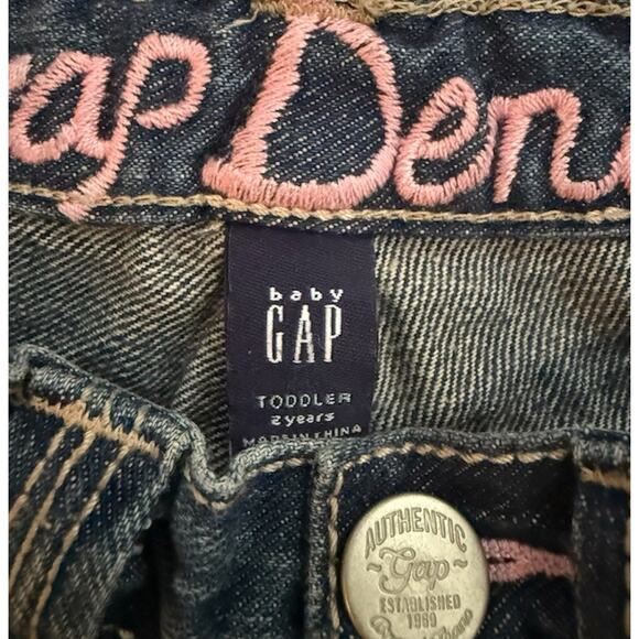 BABY GAP Girls 2t Fair Isle EMBROIDERED Denim Toddler Nordic Winter star Pants - Picture 5 of 9